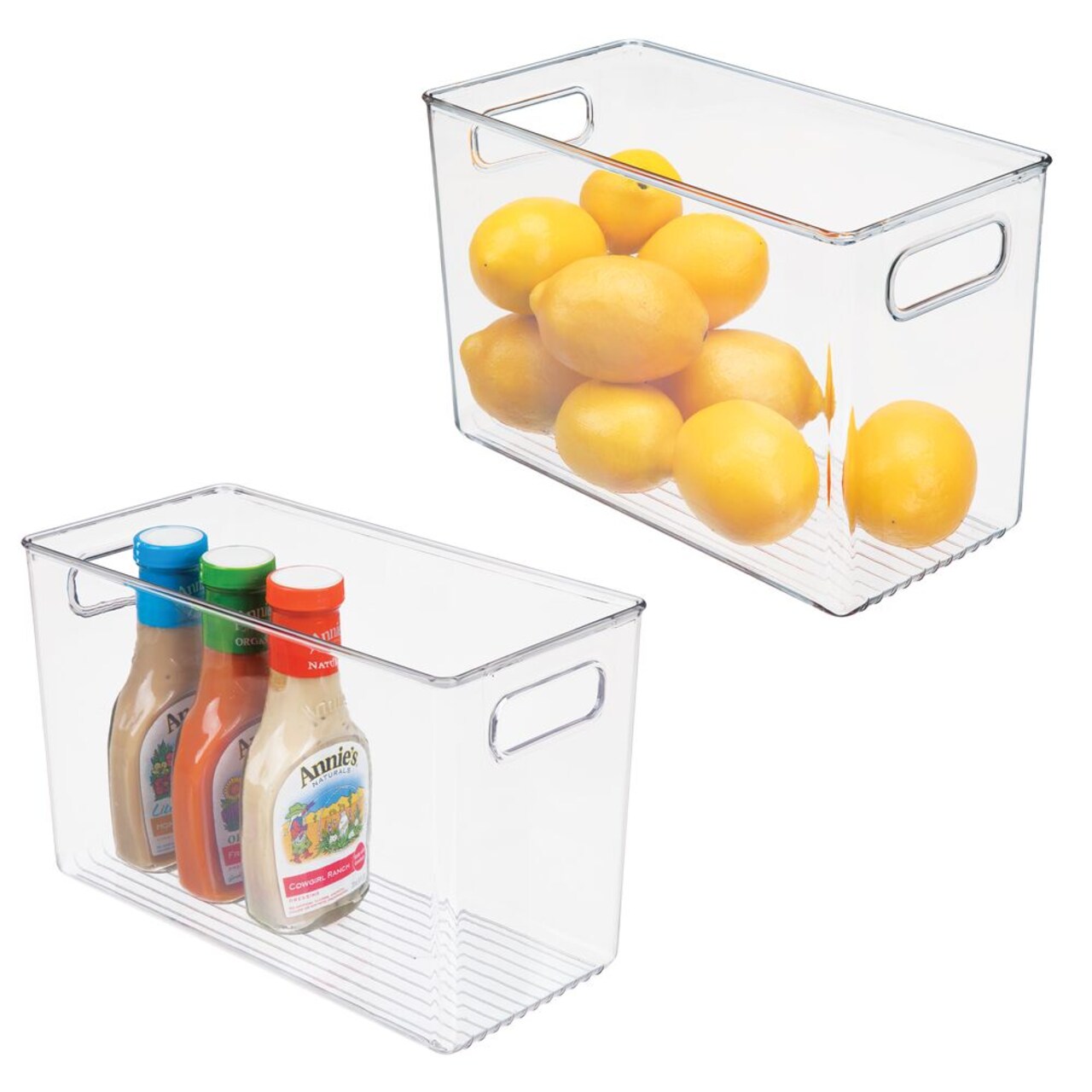 mDesign Wide Plastic Kitchen or Pantry Food Storage Organizer Bin, 2 Pack, Clear